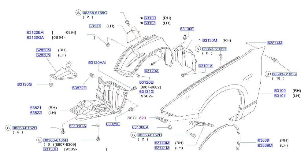 Nissan Fairlady Z32 Front Fender, Right (63100)