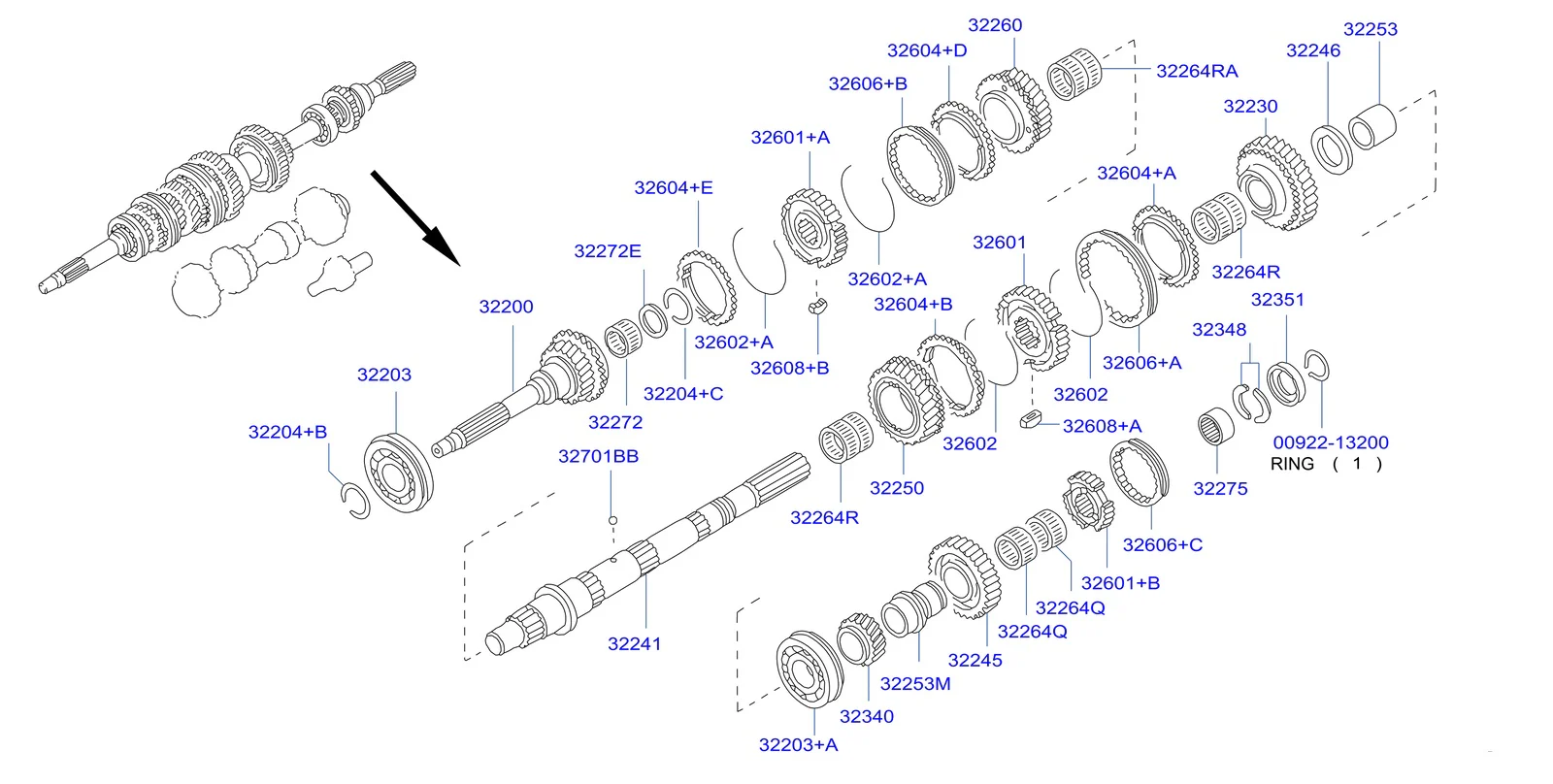 Nissan Fairlady/300ZX Z32 Manual Transmission Main Drive Snap Ring (1.99mm)
