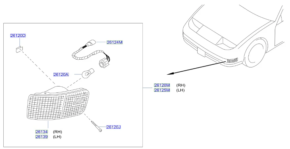 Nissan Fairlady/300ZX Z32 Sidemarker Corner Combination Lamp Screw